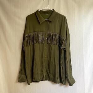Gorgeous NWOT Western Fringe Satin Top Size XL western